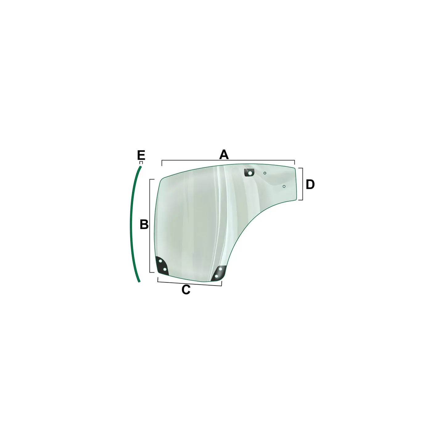 Durvju stikls labajā pusē VPM7424 Vapormatic Case International: 87741213
Case New Holland: 87741213
Ford Finis: 87741213
Ste