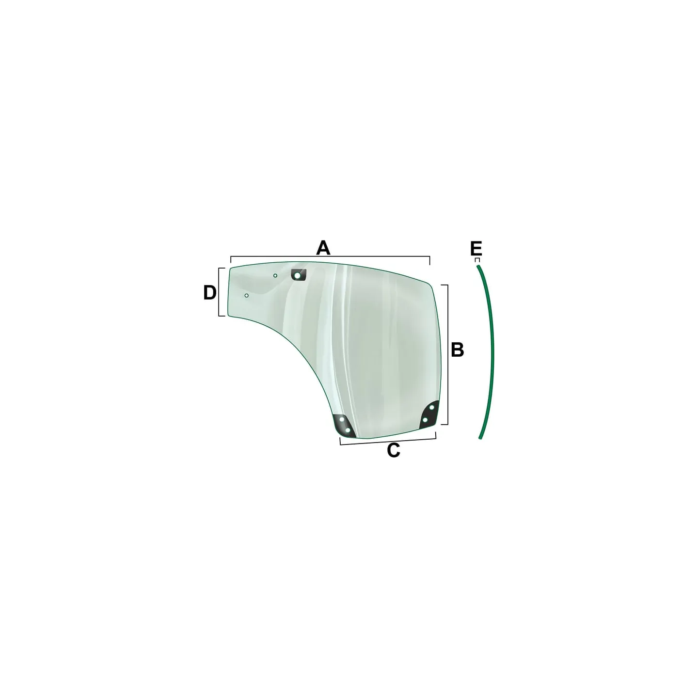 Door LH glass VPM7423 Vapormatic Case International: 87560786
Case New Holland: 87560786
Ford Finis: 87560786
Steyr: 87560786