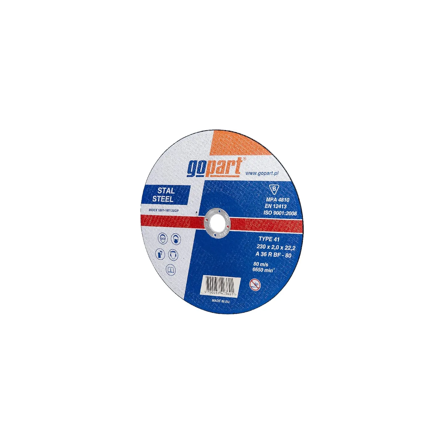 Steel cutting disc , flat 230x2x22  1861165120GP gopart