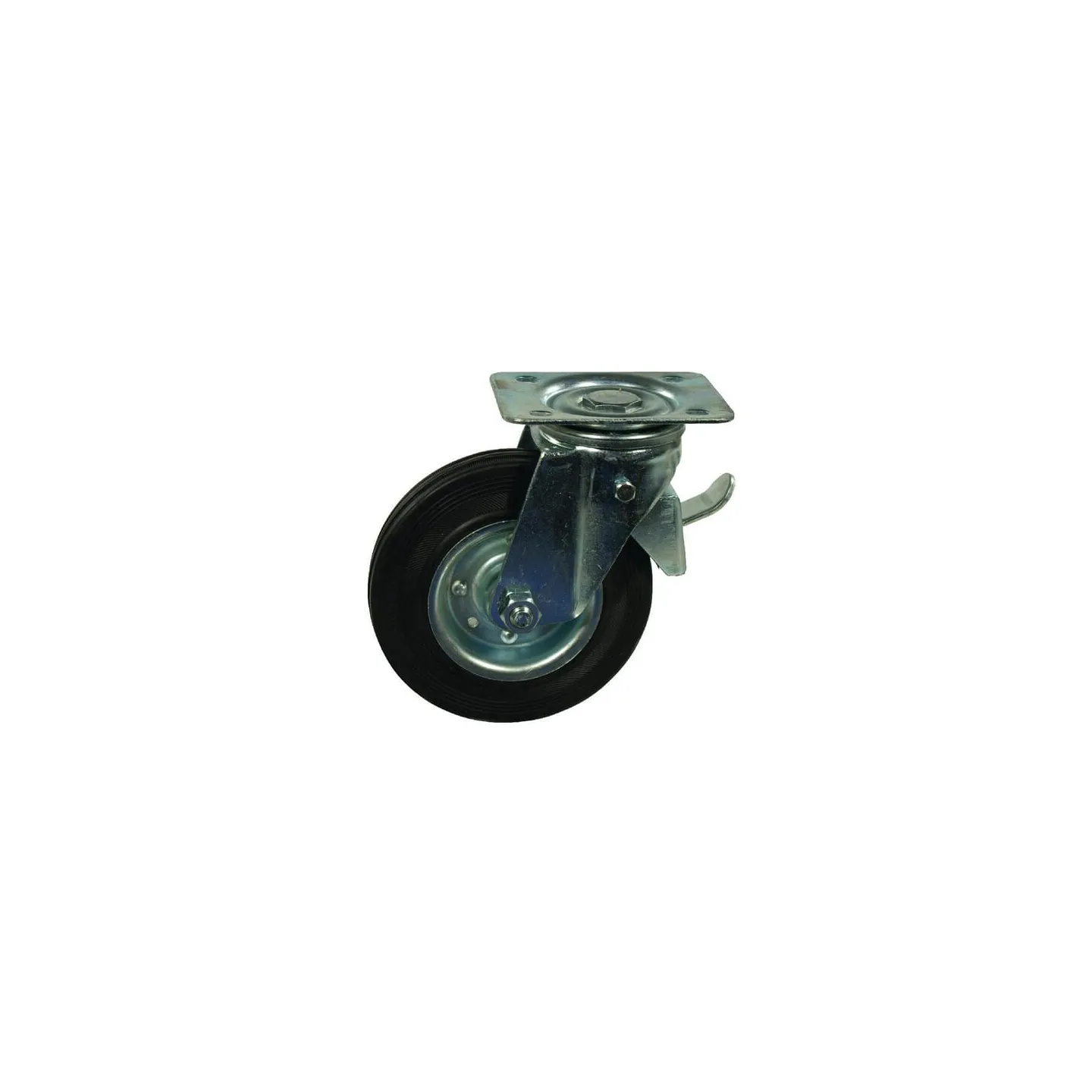 Caster wheel swivel, rubber wheel: 200x45mm, with brake, plate fitting: 135x105mm Load: 200kg,   600200GP gopart 1265210120