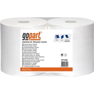 Papīra dvielis, balts rullis, 23cm x 1000m, 1 kārta, ārējais 370mm, reljefs, CP11201 gopart PM3310