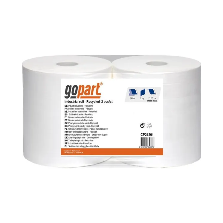 Papīra dvielis, balts rullītis, 23cm x 250m, 2 slāņi, ārējais 270mm, reljefs, CP21201 gopart