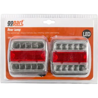 Aizmugurējo lukturu komplekts LED, kvadrātveida, 12-24V, 100x100x40mm, Bajonets 5-pin, LA99200SGP gopart