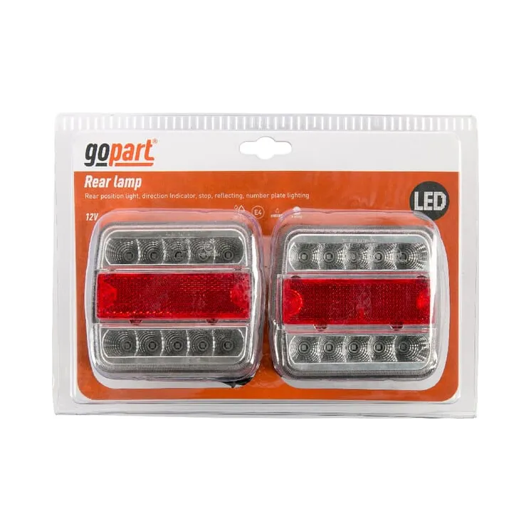 Aizmugurējo lukturu komplekts LED, kvadrātveida, 12-24V, 100x100x40mm, Bajonets 5-pin, LA99200SGP gopart