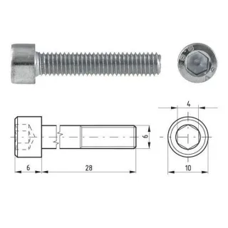 Allen bolt grade 8.8 galvanized, 6 x 28  030506028 AGRALV