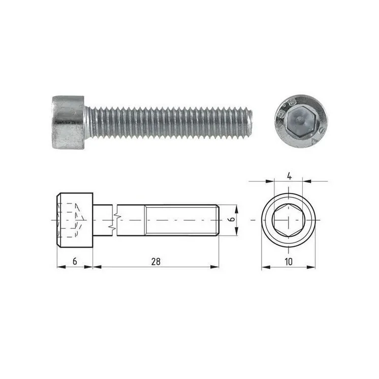 Allen bolt grade 8.8 galvanized, 6 x 28  030506028 AGRALV