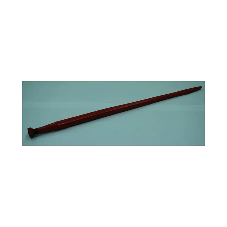 Loader tine, straight, square section 45x1100mm, flattened tip with M30x2mm nut, red,   KK241165 Kverneland