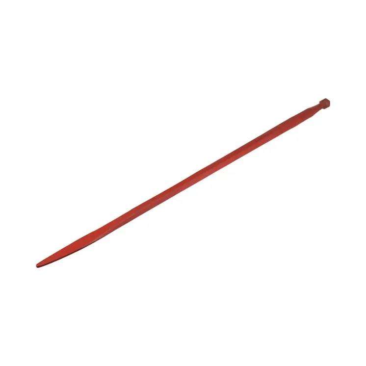 Loader tine, straight, square section 44x1400mm, flattened tip with M30x2mm nut, red,   KK241167 Kverneland