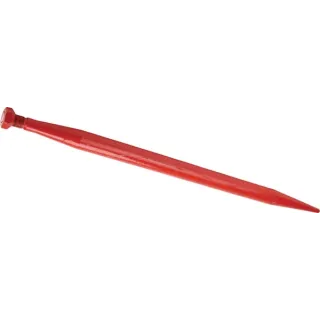 Loader tine, straight, round section 55x1140mm, pointed tip with M33x2mm nut, red,   KK241127 Kverneland
