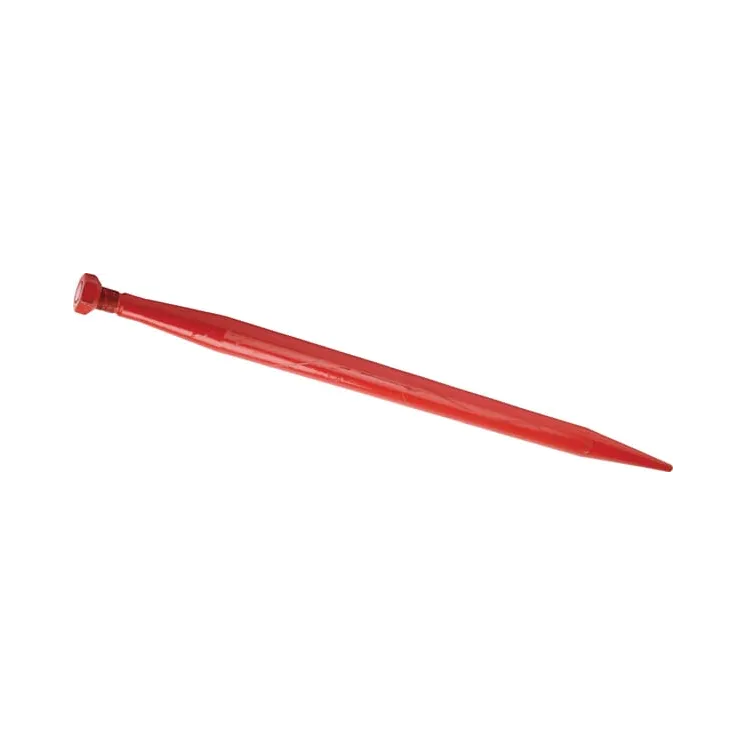Loader tine, straight, round section 55x1140mm, pointed tip with M33x2mm nut, red,   KK241127 Kverneland