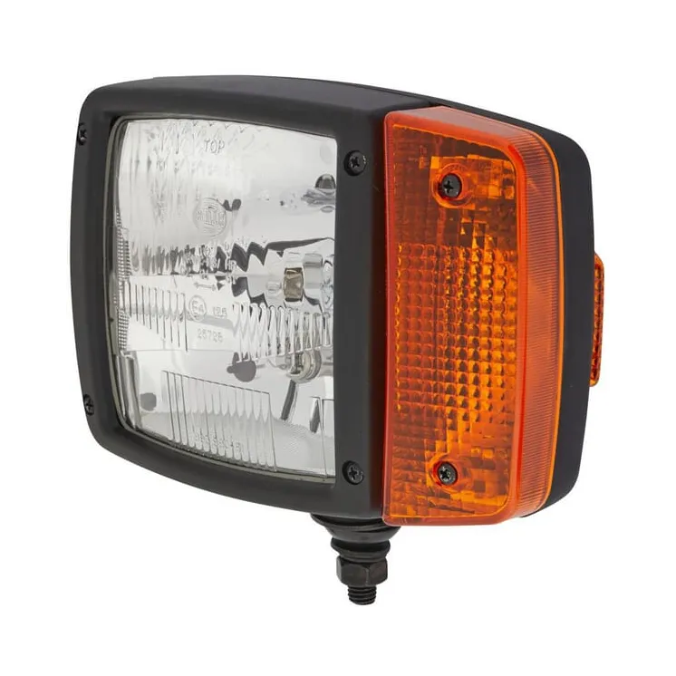 Headlight Halogen, LH rectangular, 12V, transparent/amber, bolt on AMP plug,   1SA996120011 Hella 1EA993975011