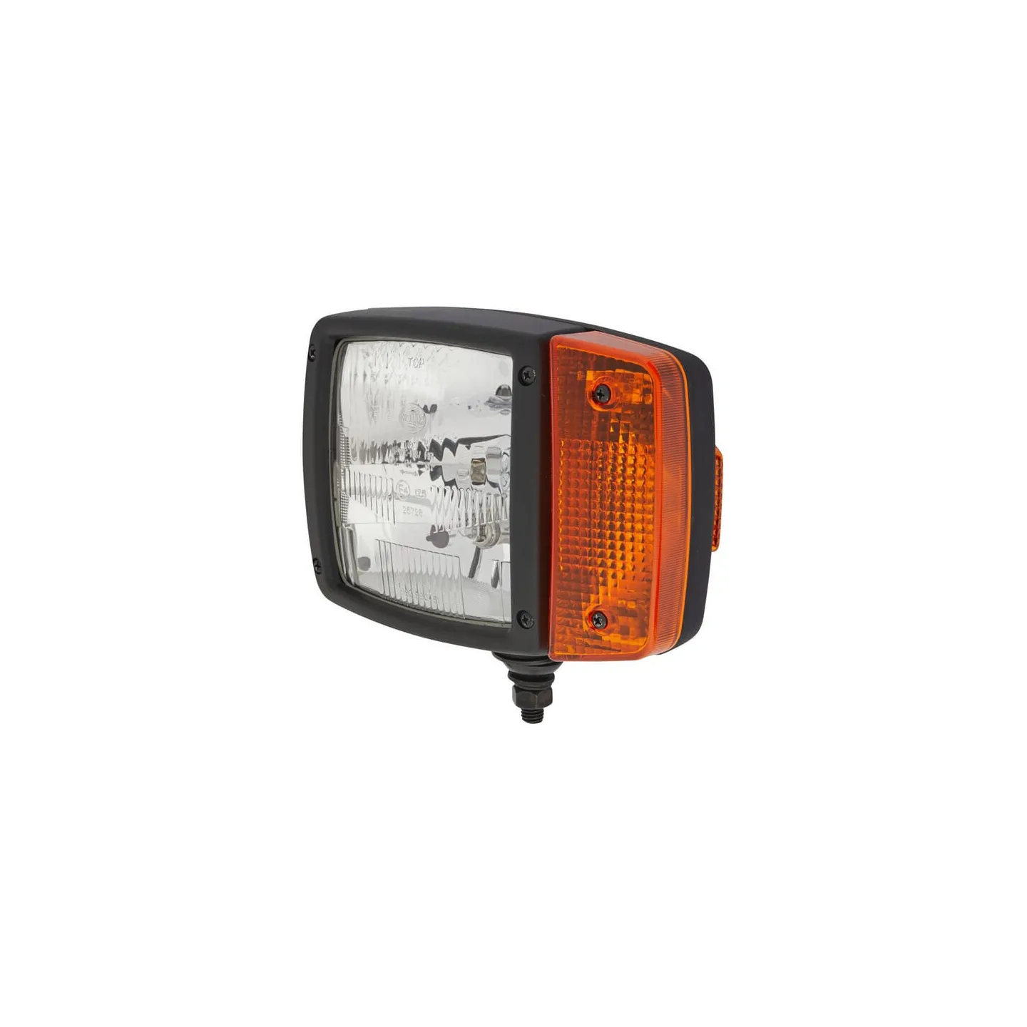 Headlight Halogen, LH rectangular, 12V, transparent/amber, bolt on AMP plug,   1SA996120011 Hella 1EA993975011
