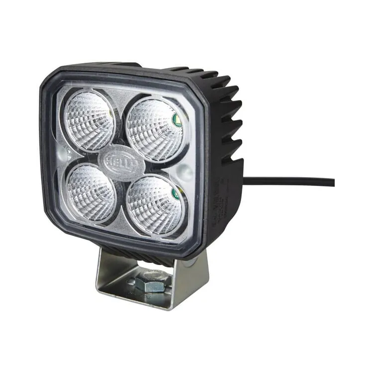 Work light LED, 1000lm, square, 12/24V, white, clamp, Spot beam, 4 LED's,   1GA996284012 Hella