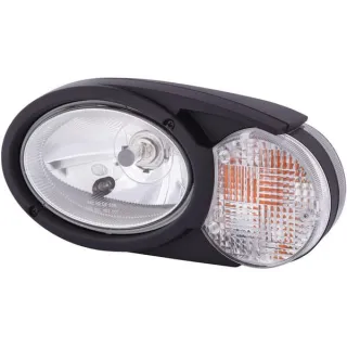Headlight Halogen, LH oval, 12/24V, white/grey/transparent, bolt on, 304.5x153.3mm Deutsch plug,   1EB996167031 Hella