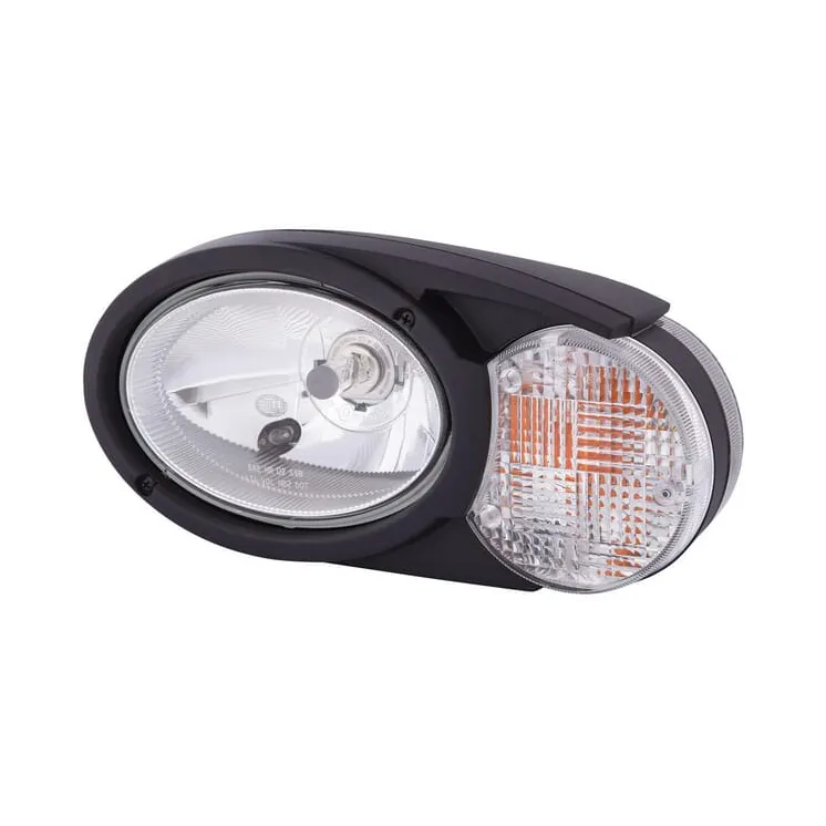 Headlight Halogen, LH oval, 12/24V, white/grey/transparent, bolt on, 304.5x153.3mm Deutsch plug,   1EB996167031 Hella