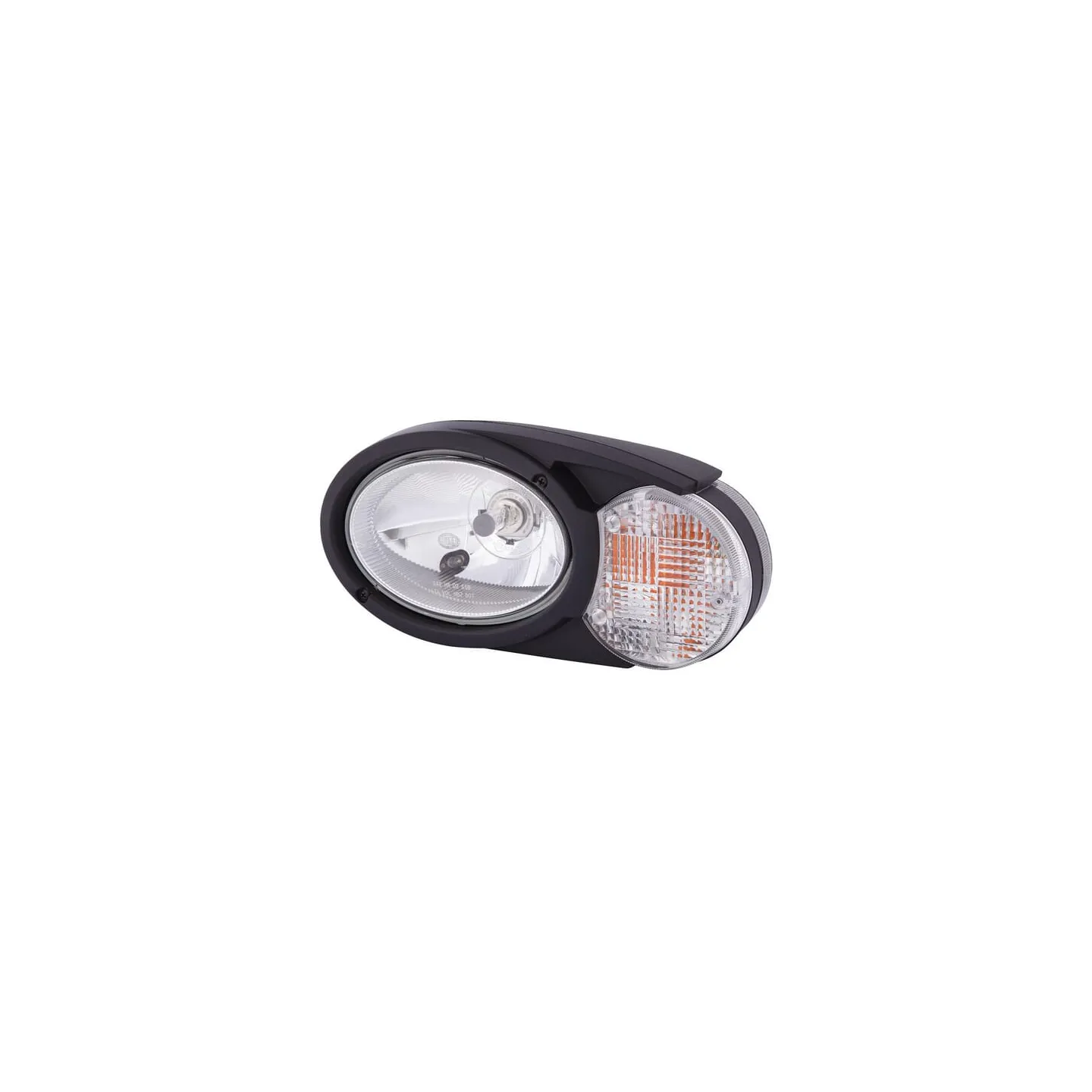 Headlight Halogen, LH oval, 12/24V, white/grey/transparent, bolt on, 304.5x153.3mm Deutsch plug,   1EB996167031 Hella