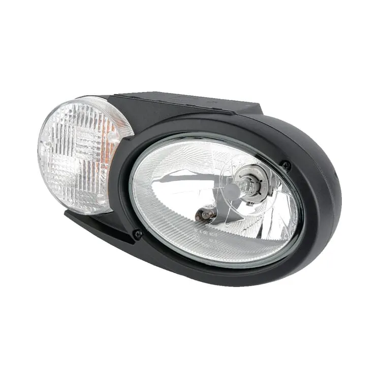 Headlight Halogen, RH oval, 12/24V, white/grey/transparent, bolt on, 304.5x153.3mm Deutsch plug,   1EB996167187 Hella