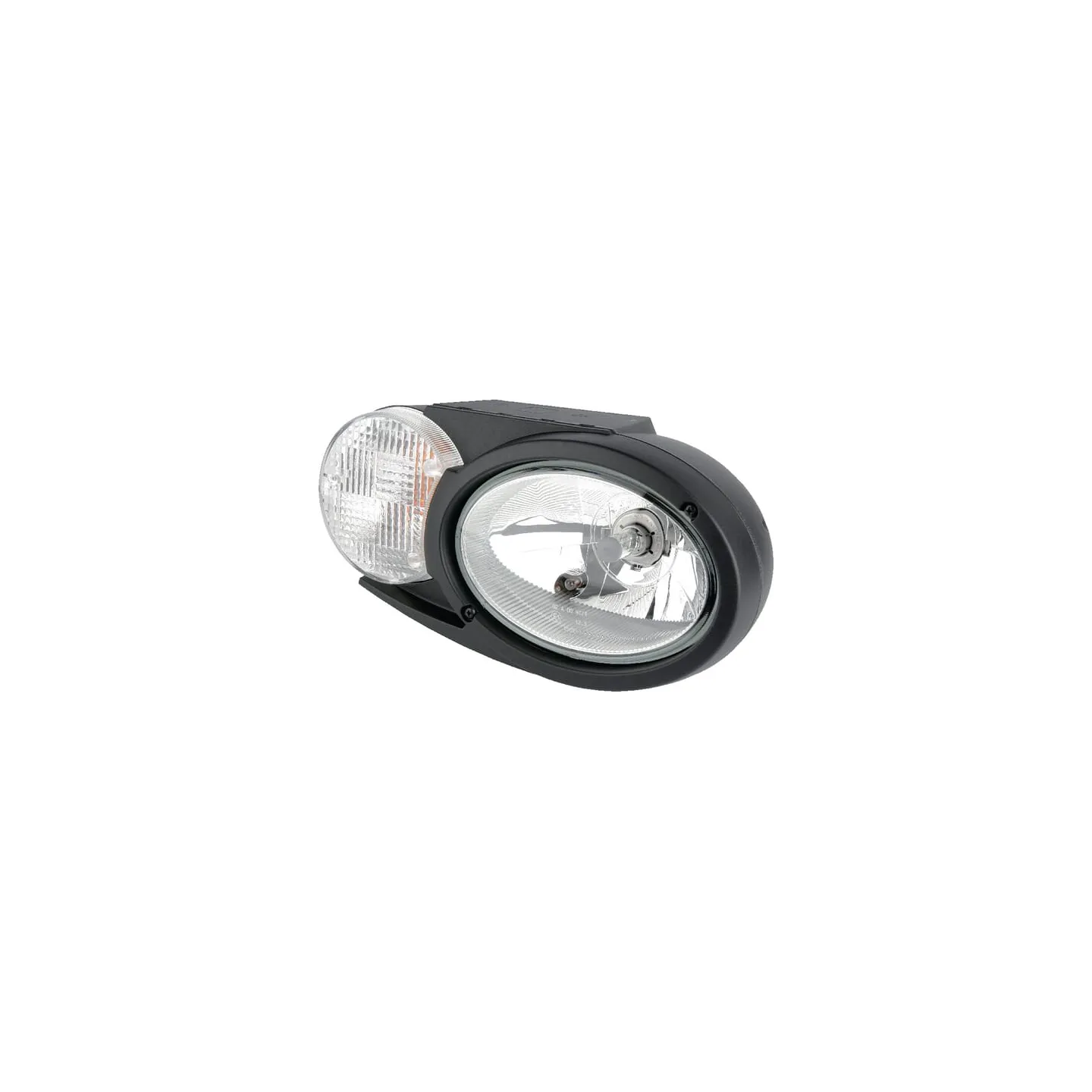 Headlight Halogen, RH oval, 12/24V, white/grey/transparent, bolt on, 304.5x153.3mm Deutsch plug,   1EB996167187 Hella