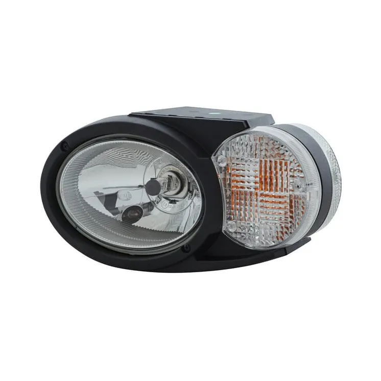 Headlight Halogen, LH oval, 12/24V, white/grey/transparent, bolt on, 304.5x153.3mm Deutsch plug,   1EB996167177 Hella
