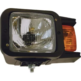 Headlight Halogen, LH rectangular, 12/24V, transparent/yellow, bolt on, 247x119x163mm,   1EA007108011 Hella