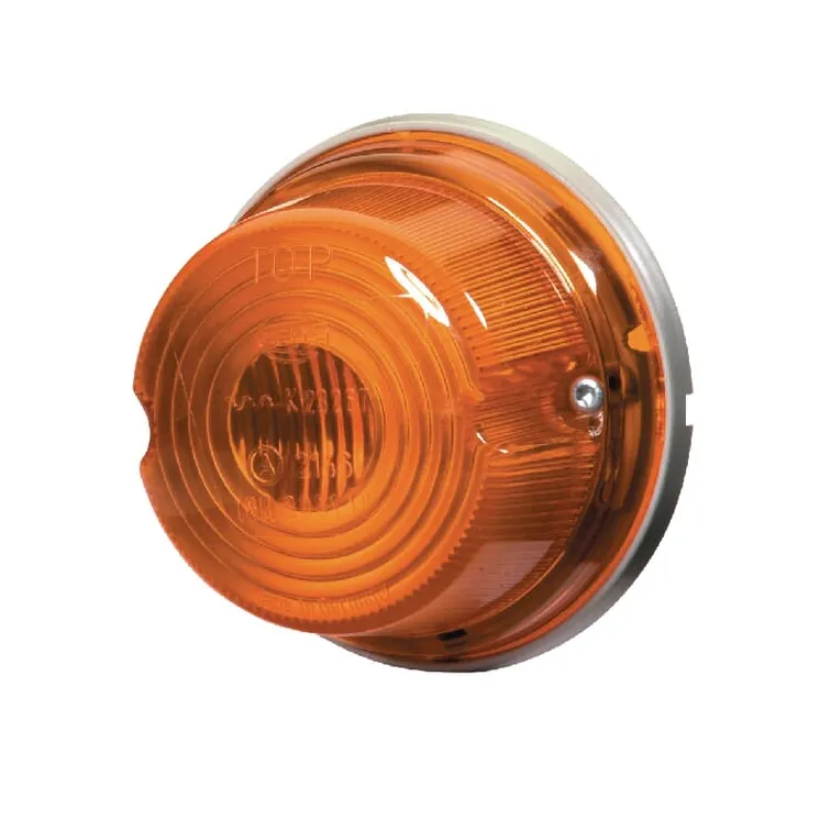 Indicator light 21W, round, 24V, transparent/orange, bolt on,  66mm AMP plug,   2BA009001167 Hella