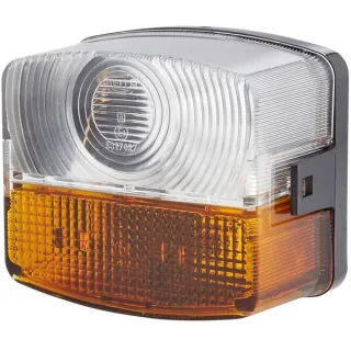 Direction and position light LH 21W, square, 12V, amber/transparent, bolt on, 85x54x95mm,   2BE003182091 Hella