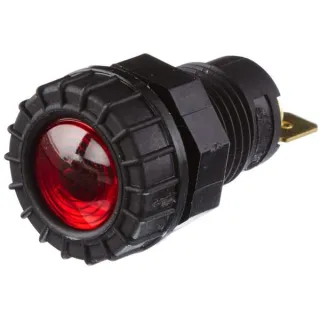 Warning Light, round, 12/24V, red, bolt on, Blade terminal,   2AA008594031 Hella