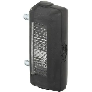 Number plate light 5W, rectangular, 12/24V, white, bolt on, 80x31mm, Blade terminal,   2KA001389101 Hella