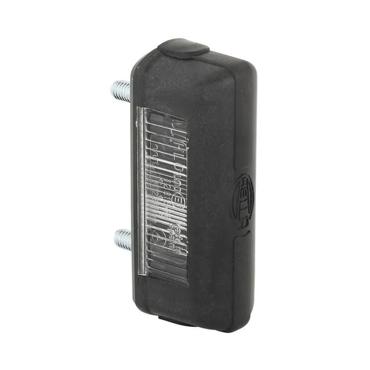 Number plate light 5W, rectangular, 12/24V, white, bolt on, 80x31mm, Blade terminal,   2KA001389101 Hella