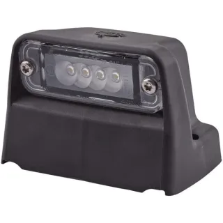 Number plate light LED, rectangular, 12V, transparent, bolt on, 93x63x66.2mm, Blade terminal sleeve, 4 LED's,   2KA010278321 Hel