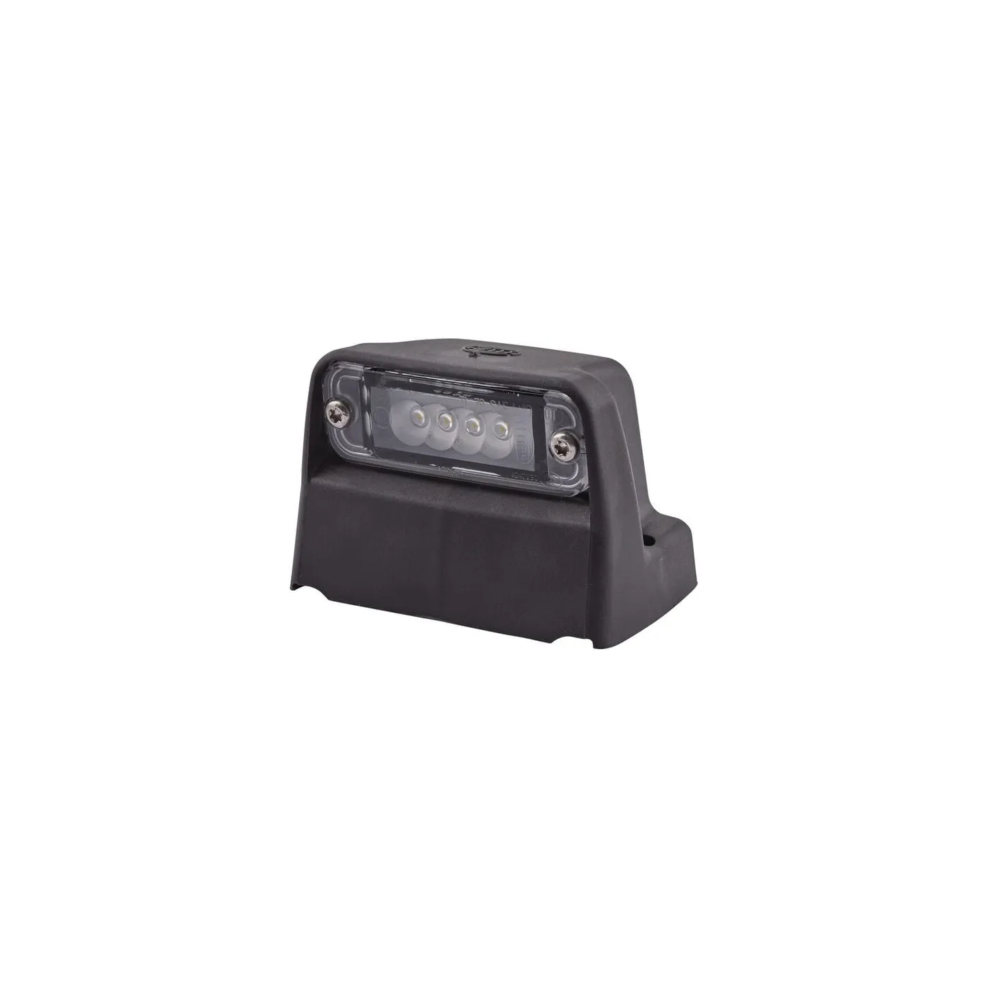 Number plate light LED, rectangular, 12V, transparent, bolt on, 93x63x66.2mm, Blade terminal sleeve, 4 LED's,   2KA010278321 Hel