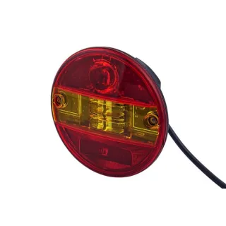 Rear light LED, round, 12/24V, red/yellow, bolt on, 4 LED's,   2SD344100001 Hella