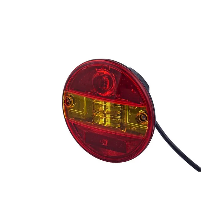 Rear light LED, round, 12/24V, red/yellow, bolt on, 4 LED's,   2SD344100001 Hella