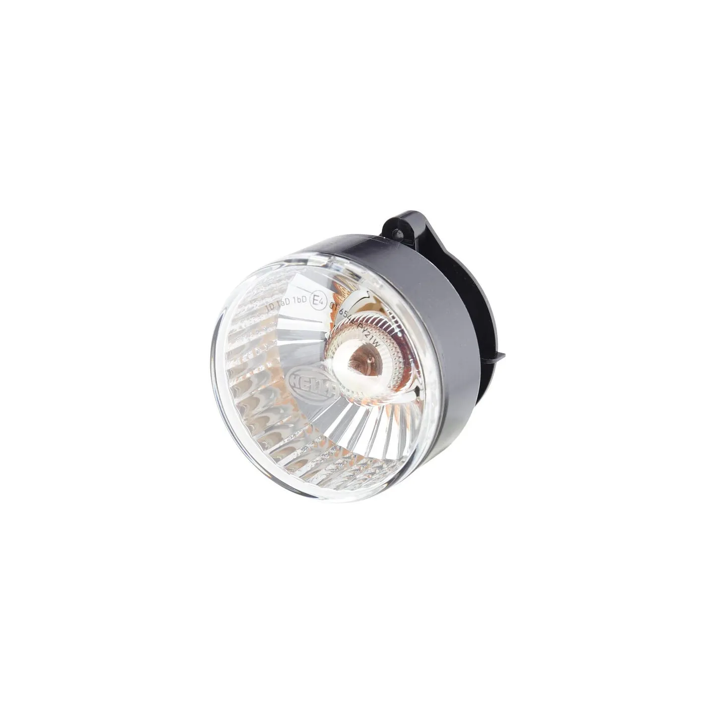 Indicator light 21W, round, 12V, transparent/yellow, housing: silver, bolt on,  66mm AMP plug,   2BA009001201 Hella