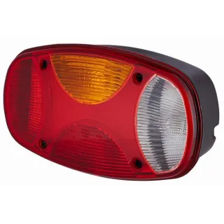 Aizmugurējais lukturis LH taisnstūrveida, 12V, sarkans/balts/dzintars, skrūvējams, 225x122mm, 2VP343640051 Hella