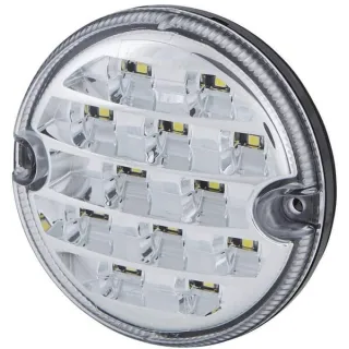 Atpakaļgaitas gaismas diode, apaļa, 10/30 V, caurspīdīga, pieskrūvējama, 95 mm, 17 LED, 2ZR357028041 Hella