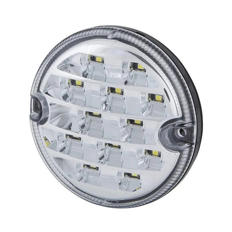 Atpakaļgaitas gaismas diode, apaļa, 10/30 V, caurspīdīga, pieskrūvējama, 95 mm, 17 LED, 2ZR357028041 Hella