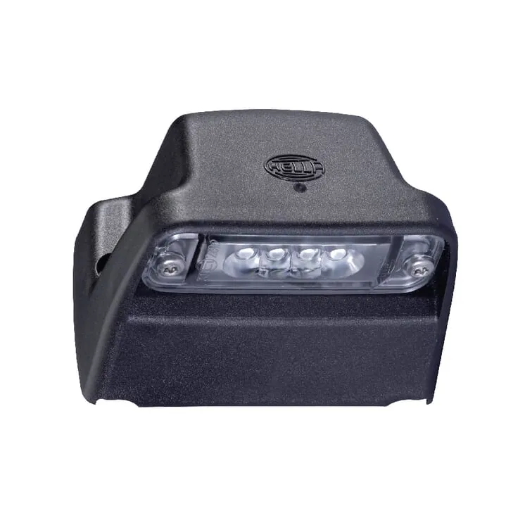 Number plate light LED, rectangular, 12V, transparent, bolt on, 93x63x66.2mm, Blade terminal, 4 LED's,   2KA010278421 Hella