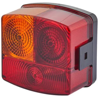 Aizmugurējais lukturis LH kvadrātveida, 12V, dzintara/sarkans, pieskrūvēts, 95x54,5x90mm, 2SD002776231 Hella 2SD002776277