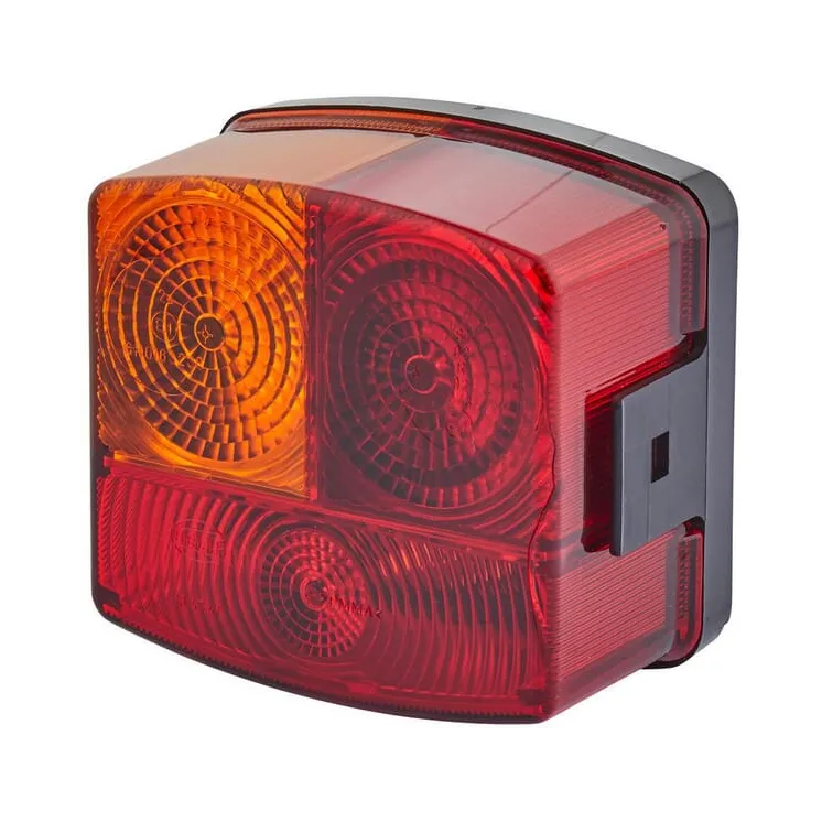 Aizmugurējais lukturis LH kvadrātveida, 12V, dzintara/sarkans, pieskrūvēts, 95x54,5x90mm, 2SD002776231 Hella 2SD002776277