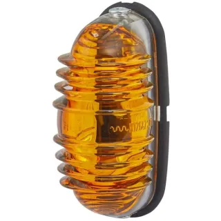 Indikators 18W, ovāls, 12V, dzintars, korpuss: sudrabs, skrūvējams, 83x41mm, 2BA001227201 Hella