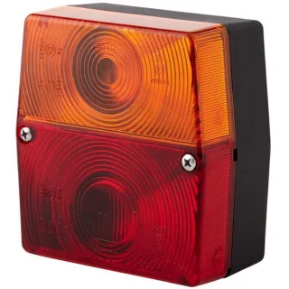 Aizmugurējais lukturis kvadrātveida, 12V, sarkans/oranžs, pieskrūvēts, 98x51x103mm, 2SE998530061 Hella