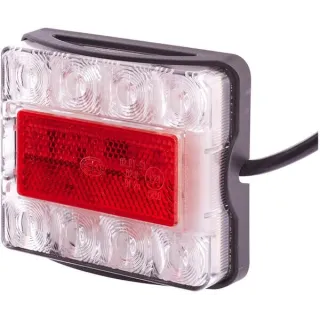 Rear light LED, 21W, rectangular, 12/24V, transparent/red, bolt on, 8 LED's,   2VA980720001 Hella
