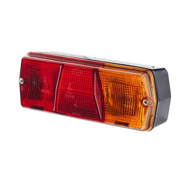 Rear light RH rectangular, 12/24V, amber/red, bolt on, 201x71x76mm,   2SD001680281 Hella