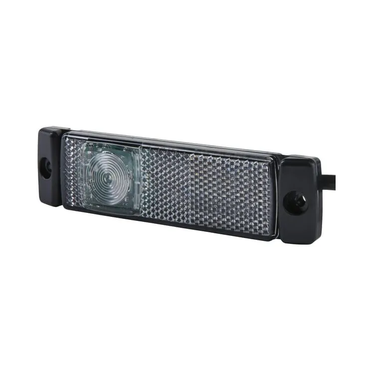 Gaismas gaismas diode, 1,20 W, taisnstūrveida, 24 V, balta, pieskrūvēta, 130 x 32 mm, ātrā saite, 1 LED, 2PG008645631 Hella