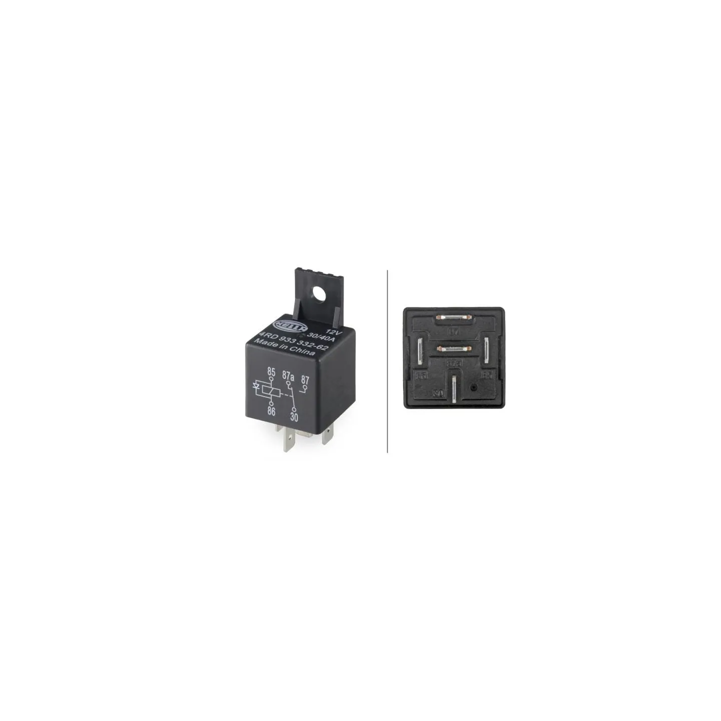 Relay 12V 30A/40A, 5-pole, switch, with holder  4RD933332627 Hella