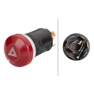 Avārijas gaismas slēdzis, spiedslēdzis, 12V, halogēns, ar spuldzi 6HF003916031 Hella