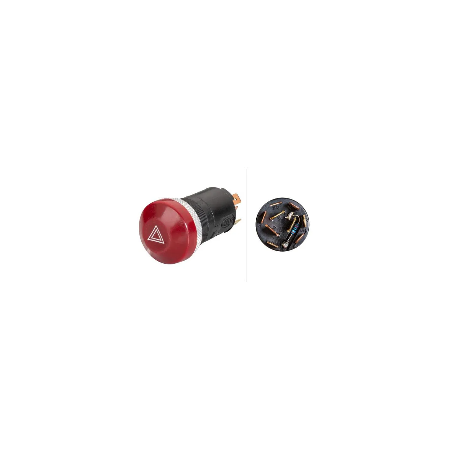 Hazard light switch, push switch, 12V, halogen, with bulb  6HF003916031 Hella