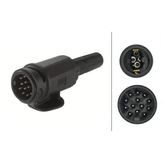 Trailer plug 13-pin, plastic, 12V, long type, screw terminals  8JA005951041 Hella
